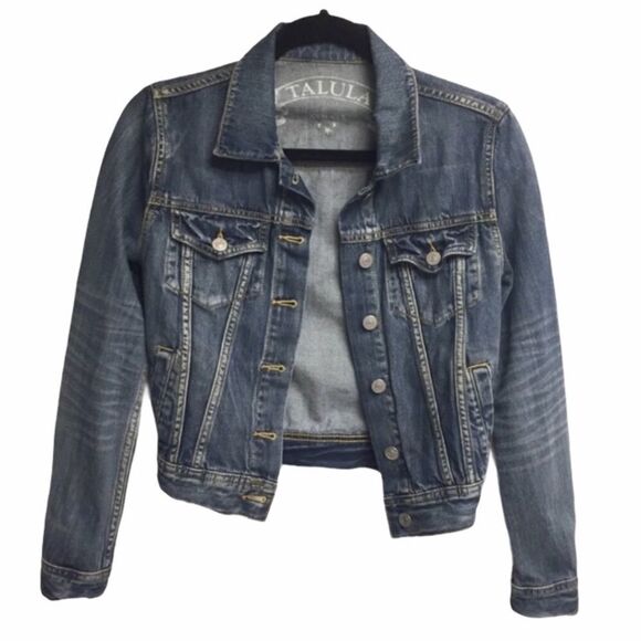 ARITZIA Talula Cropped Button Front Denim Jacket Medium Blue XS